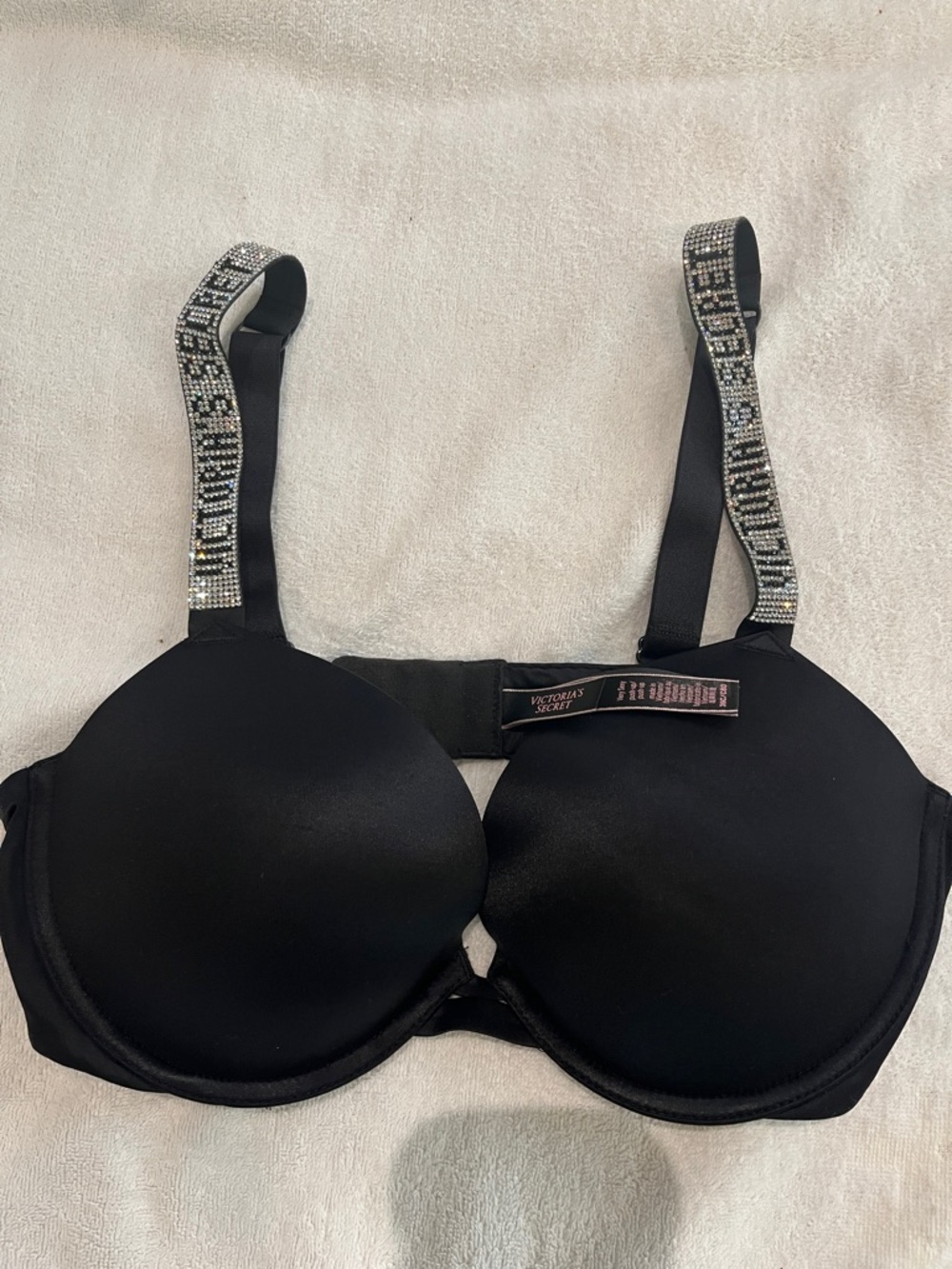 Victoria's Secret Black Rhinestone Strap Push-Up Bra
